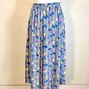 Floral Blue and Purple Women's Skirt